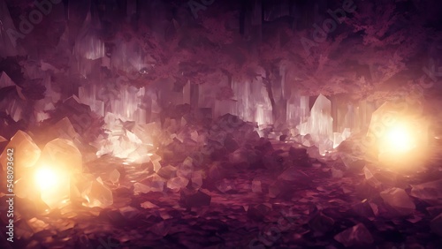 Hall of the Crystal Cave. Illustration, concept art. © Korney