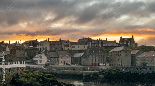 21 November 2022. Portsoy Aberdeenshire Scotland. This is the view to the Old Portsoy Harbour as the sun was setting for the day in November.