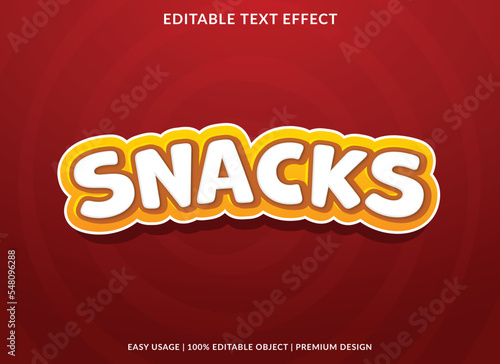 snacks editable text effect template with abstract background style