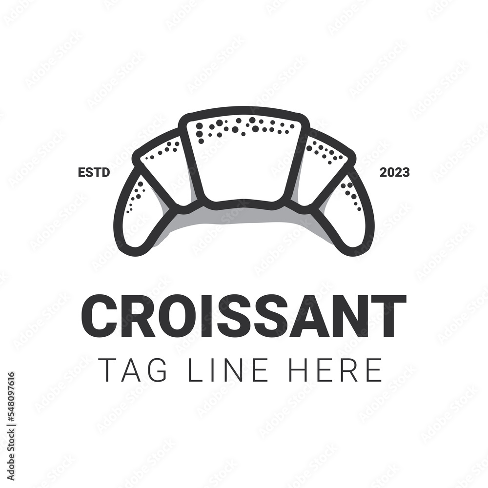 Obraz premium food croissant vector outline design.