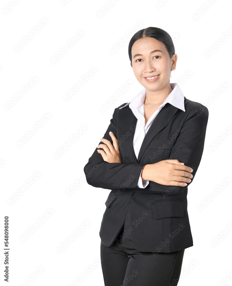 Asian business woman crossed arms isolated on white background. Asian business woman crossed arms isolated on white background.