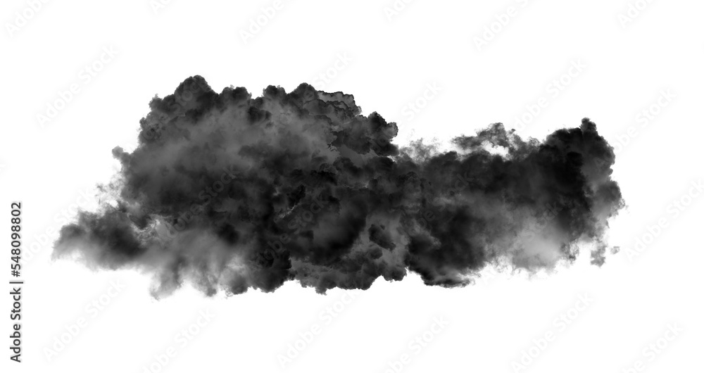 Black clouds or smoke isolated on transparent png