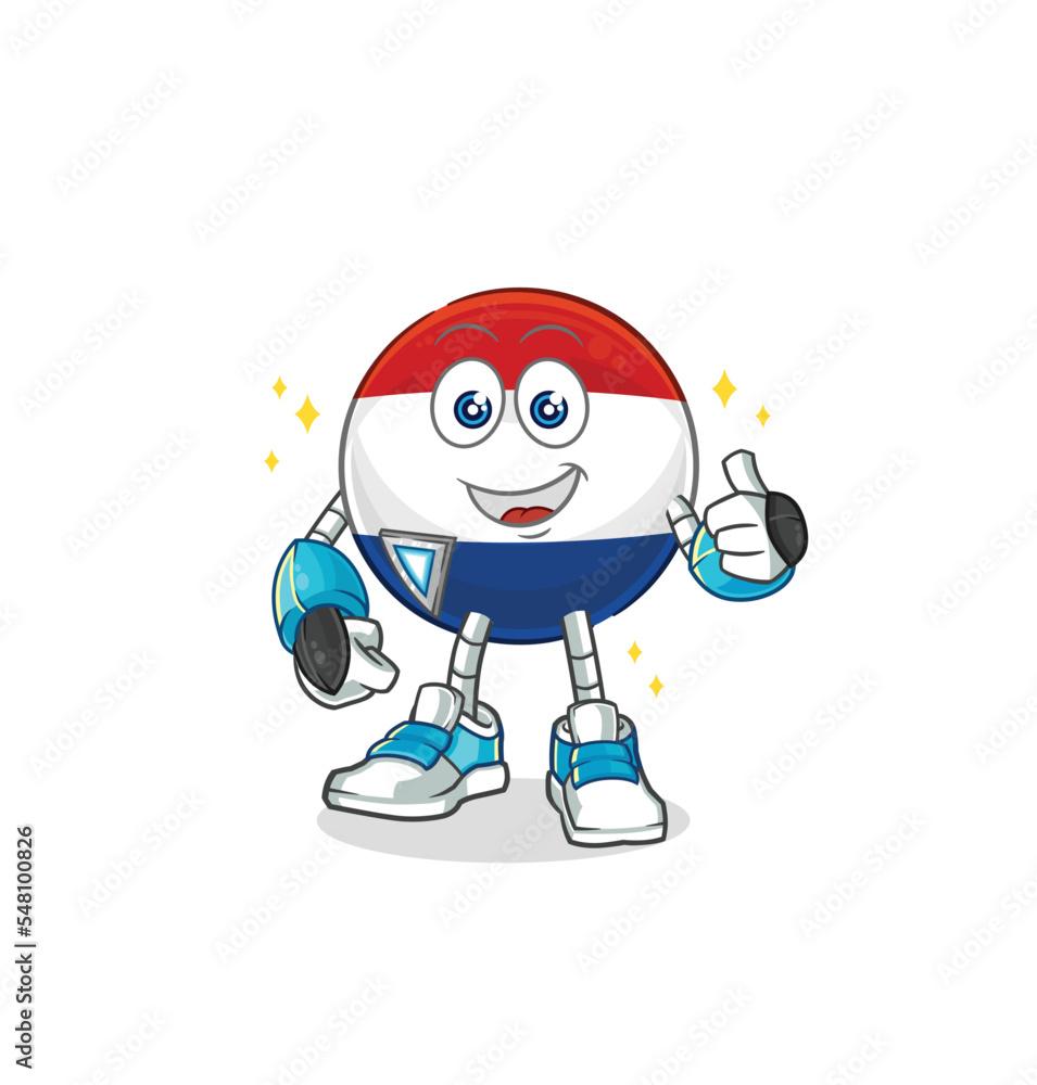 Netherlands robot character. cartoon mascot vector