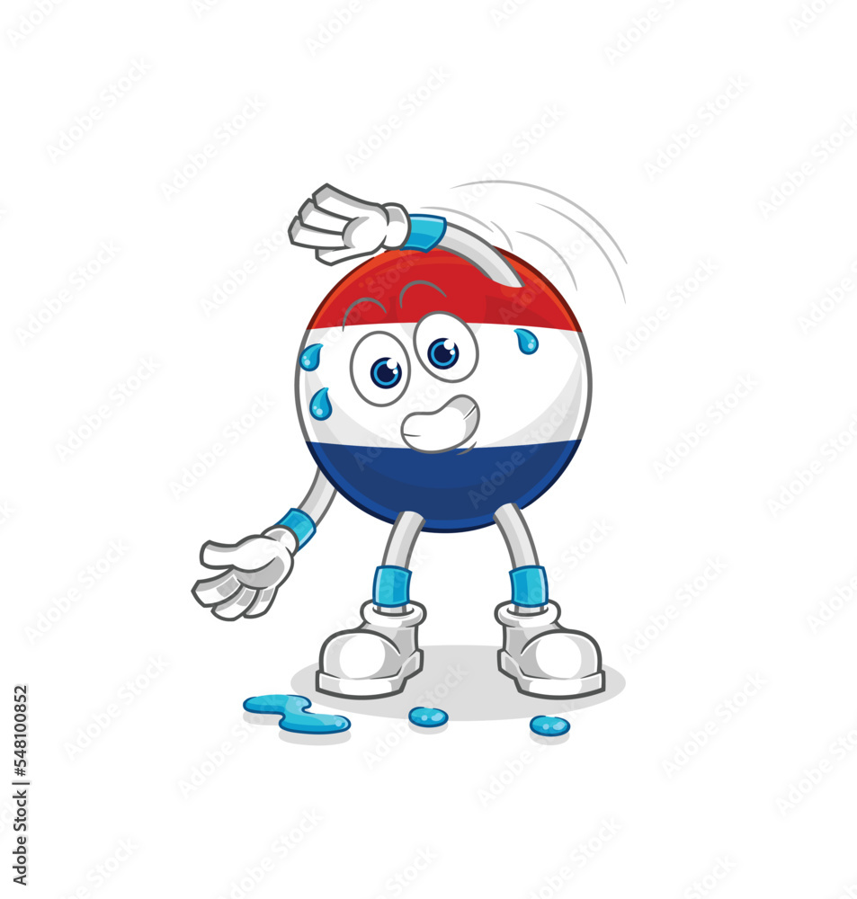 Netherlands stretching character. cartoon mascot vector