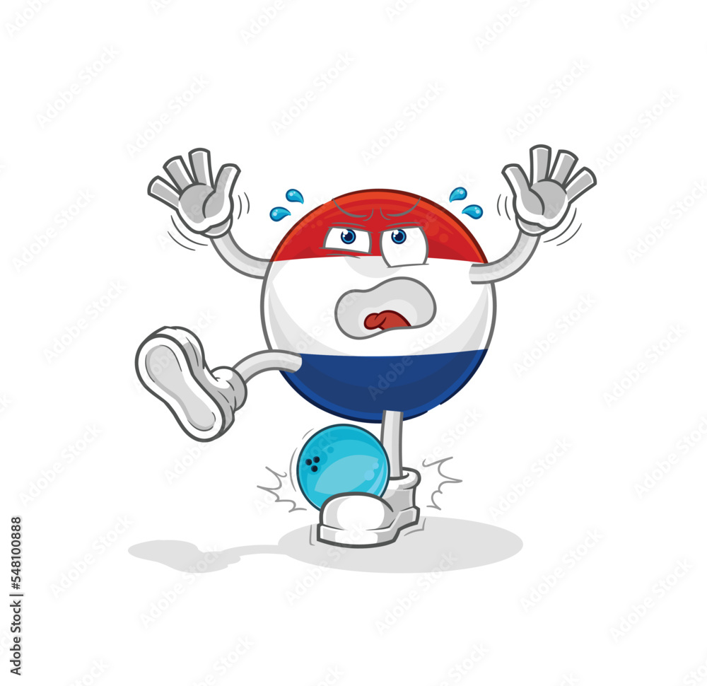 Netherlands hiten by bowling cartoon. cartoon mascot vector