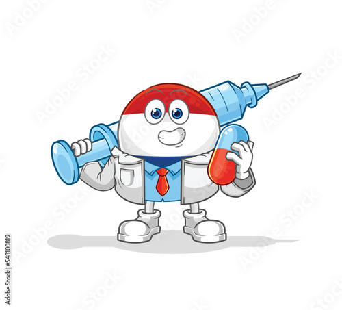 Netherlands doctor holding medichine and injection