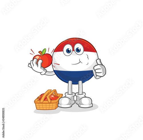 Netherlands eating an apple illustration. character vector