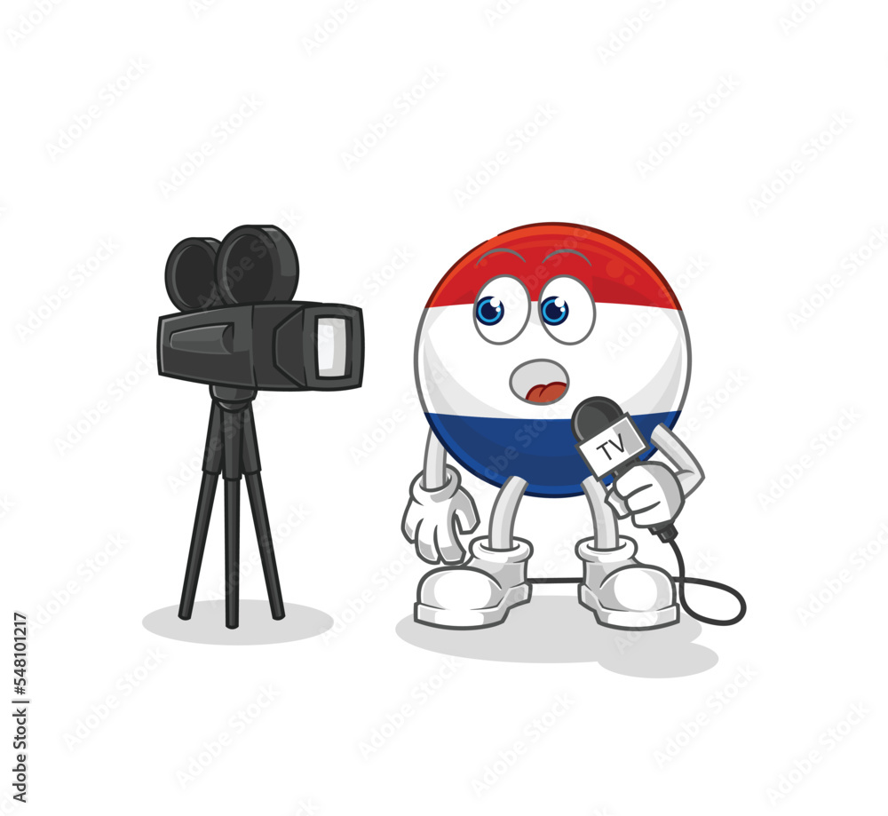 Netherlands tv reporter cartoon. cartoon mascot vector Netherlands tv reporter cartoon. cartoon mascot vector