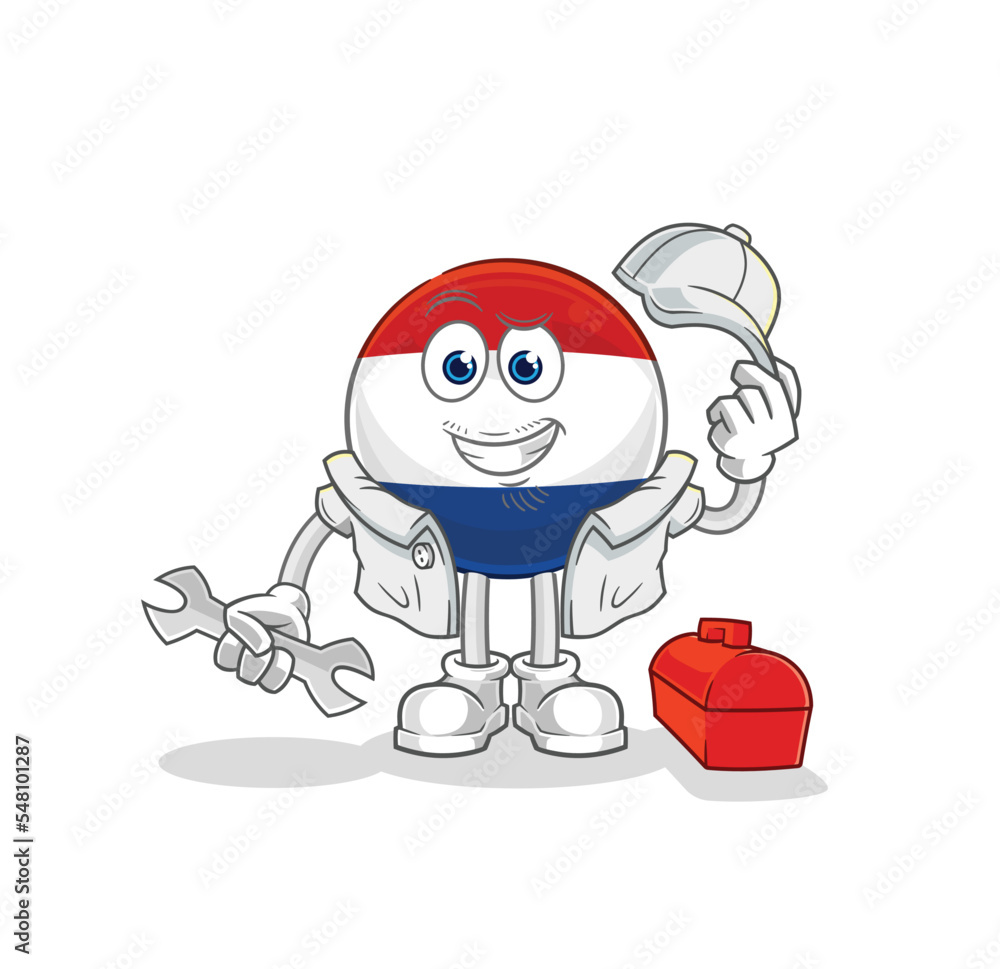 Netherlands mechanic cartoon. cartoon mascot vector