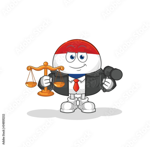 Netherlands lawyer cartoon. cartoon mascot vector