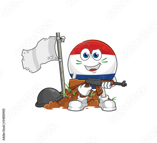 Netherlands army character. cartoon mascot vector