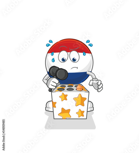 Netherlands play whack a mole mascot. cartoon vector