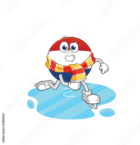 Netherlands ice skiing cartoon. character mascot vector © dataimasu