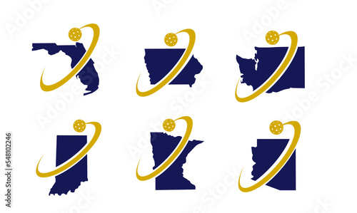 Great  editable vector logo of pickleball with some united states map layout club best for your club and community 