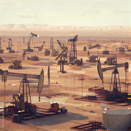 Oil wells in a dry landscape