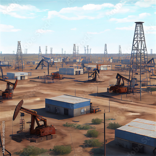 Oil wells in a dry landscape