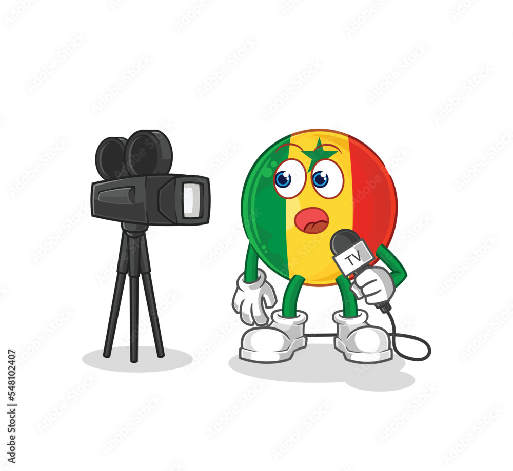 senegal tv reporter cartoon. cartoon mascot vector