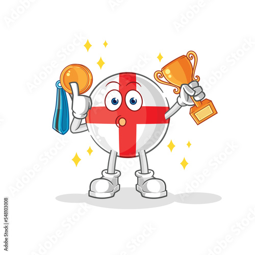 england winner with trophie. cartoon character