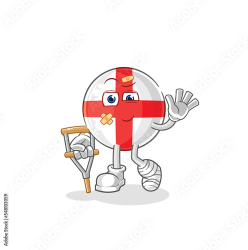 england sick with limping stick. cartoon mascot vector