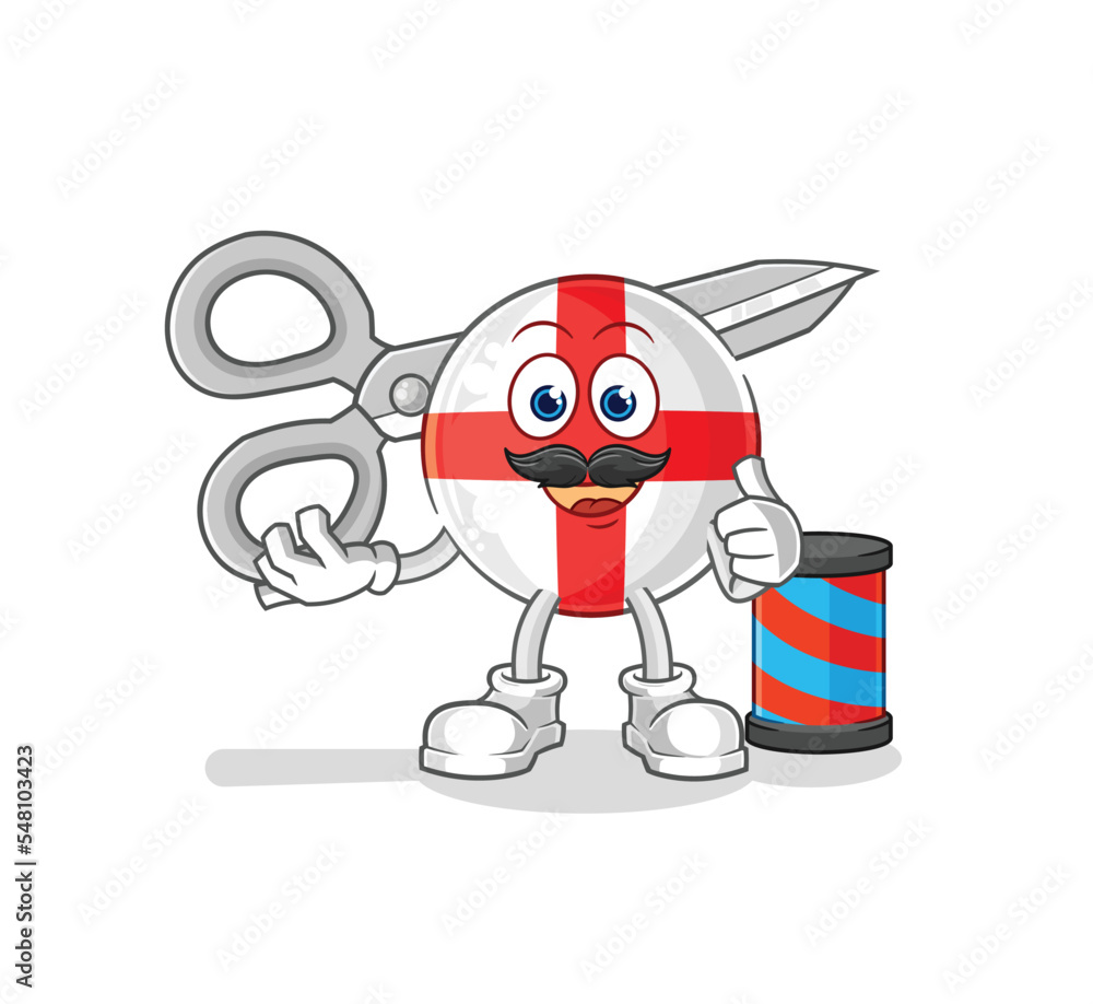 Obraz premium england barber cartoon. cartoon mascot vector