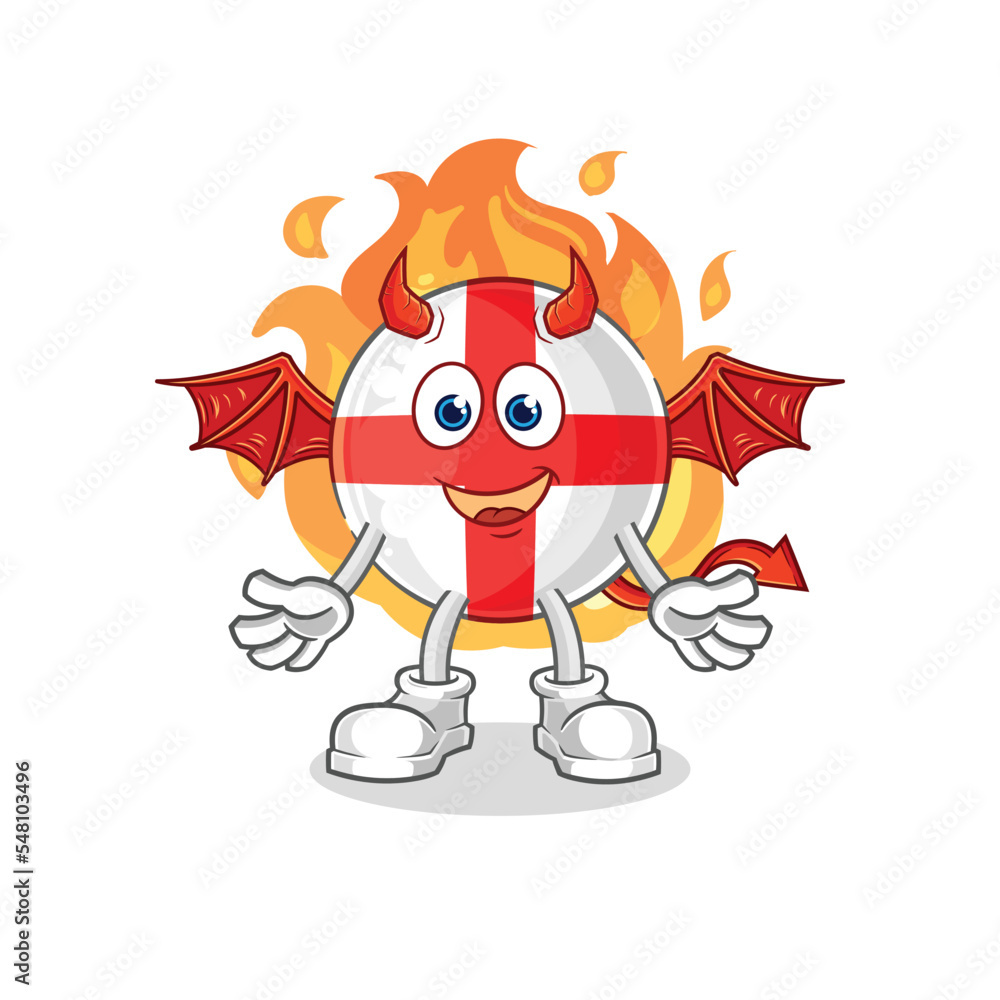 england demon with wings character. cartoon mascot vector