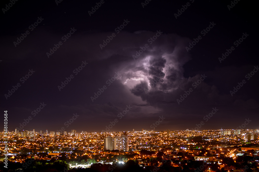 Fototapeta premium Aerail view of Goiania, Goias in a storm day