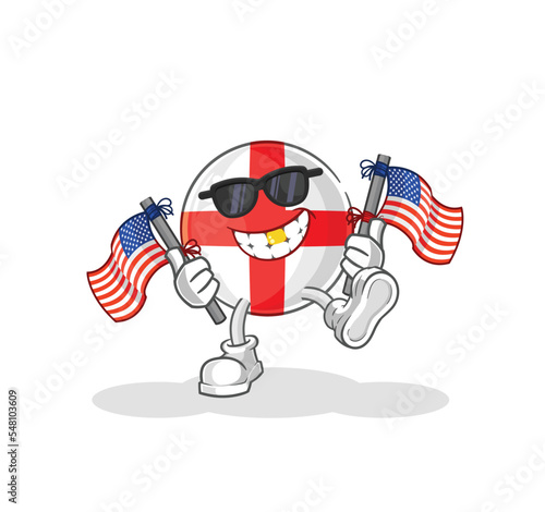 england american youth cartoon mascot vector
