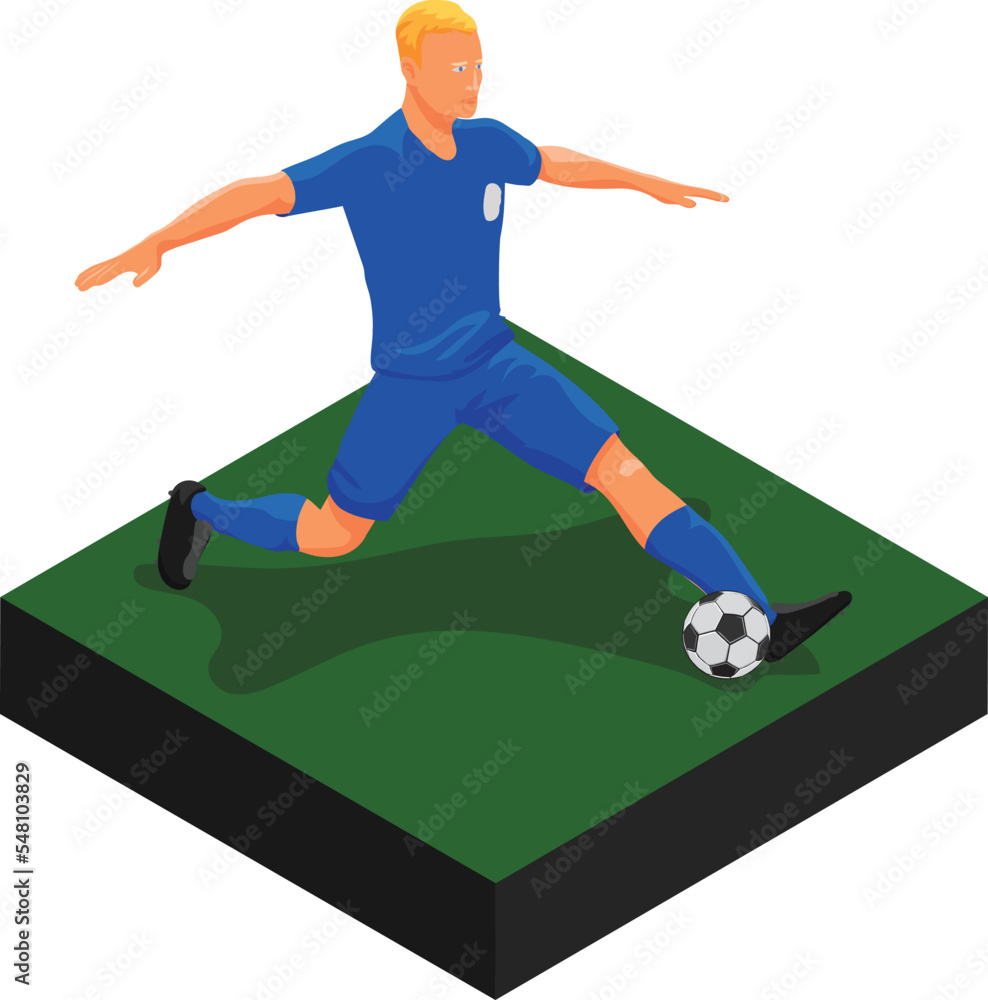 Obraz premium soccer player sliding a ball vector