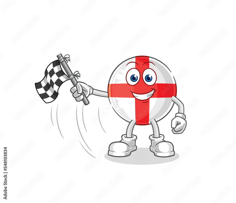 england hold finish flag. cartoon mascot vector