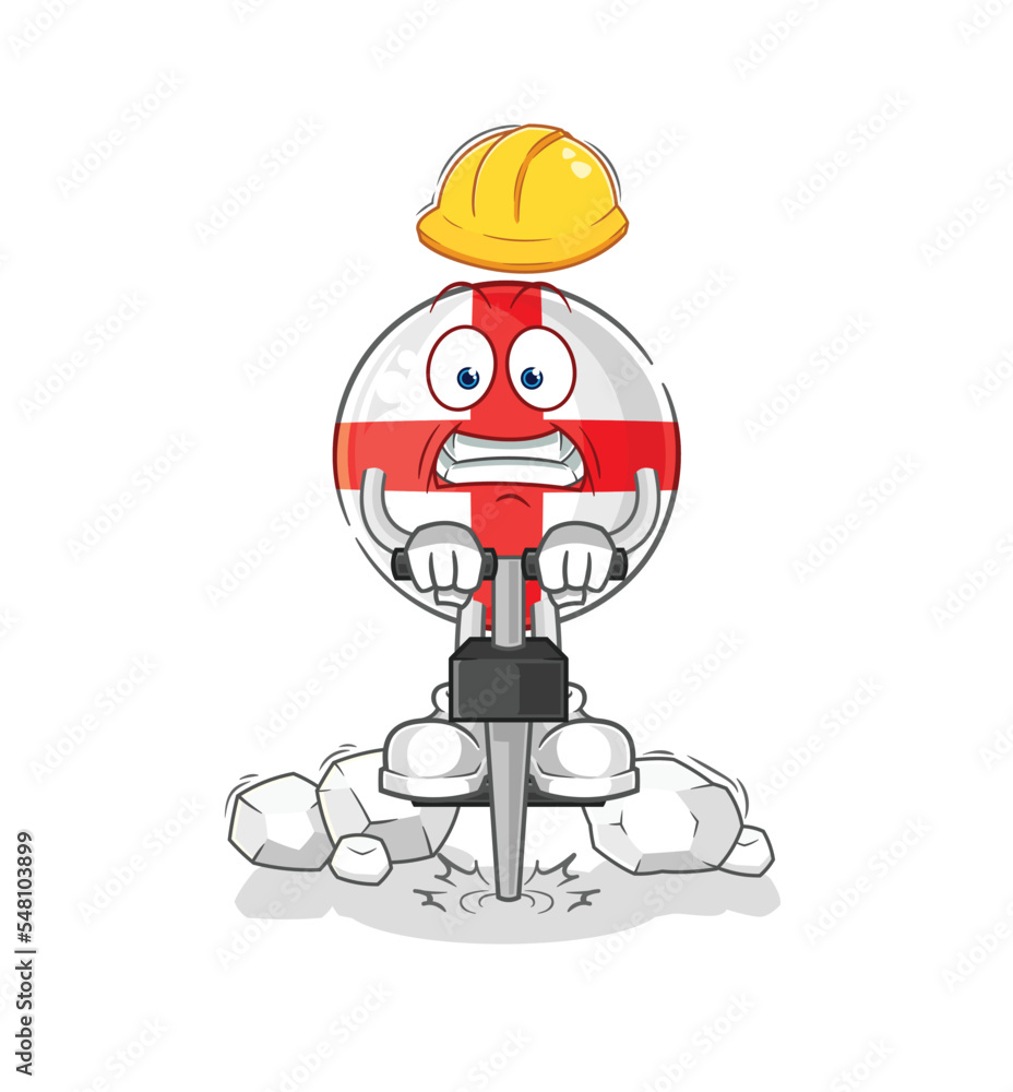 england drill the ground cartoon character vector