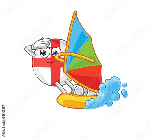 england windsurfing character. mascot vector