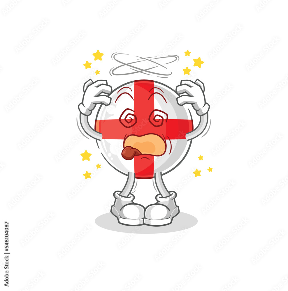 england dizzy head mascot. cartoon vector england dizzy head mascot. cartoon vector