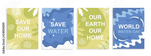 Save planet covers. Collection of island or banners for website. Responsible society, volunteers and activists, zero waste concept. Cartoon flat vector illustrations isolated on white background