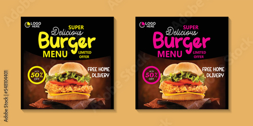 Food instagram social media post design vector