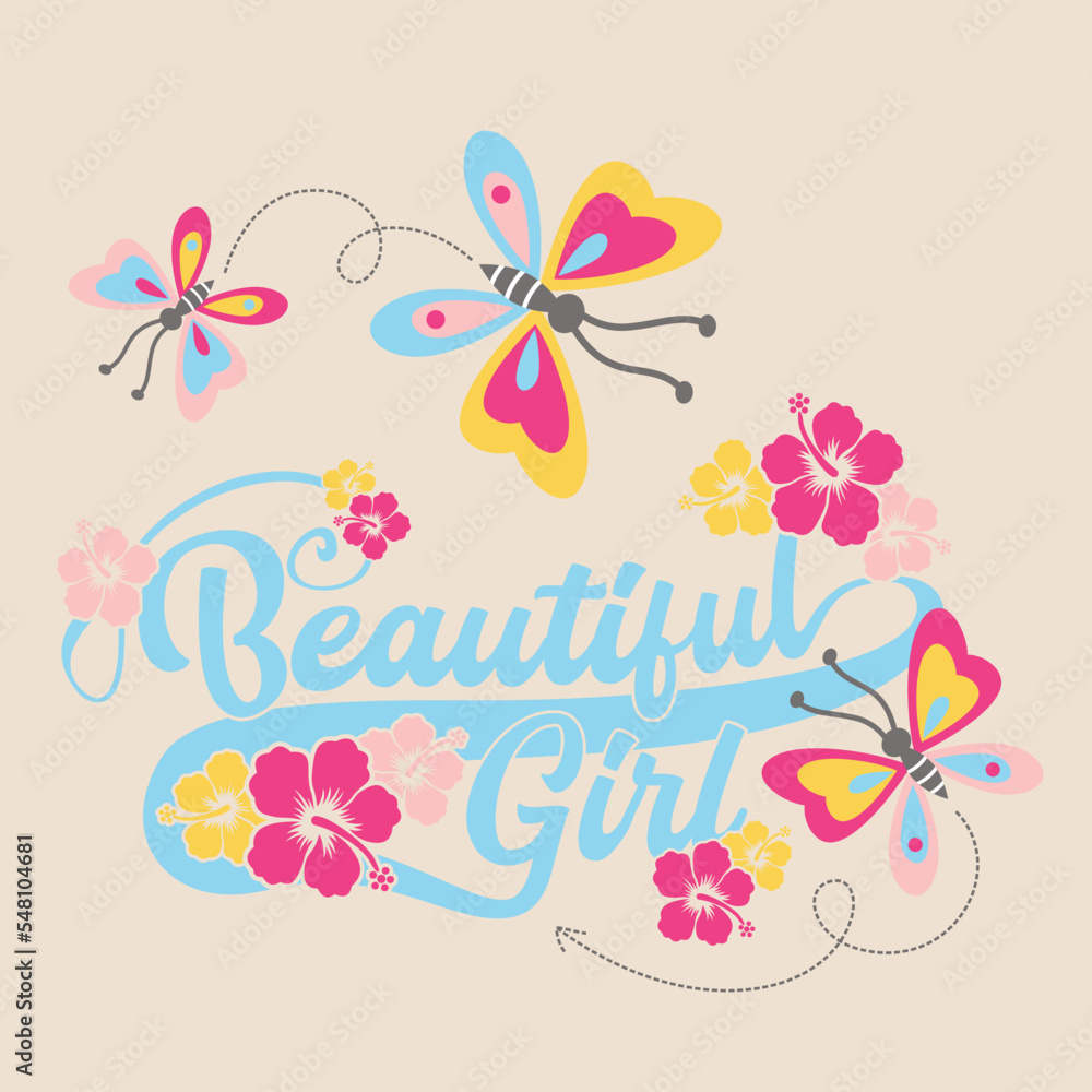 cute butterfly with beautiful flower vector background