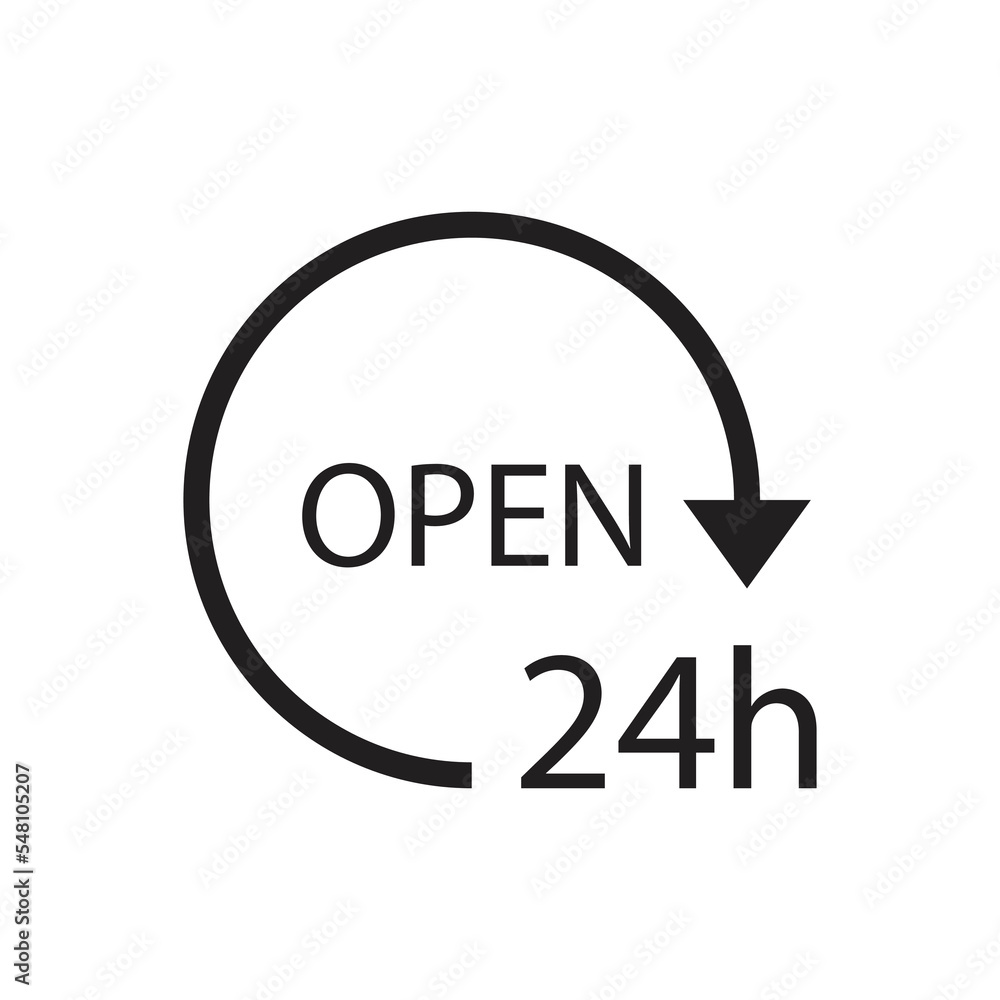 Open hours icon design. isolated on white background. vector illustration Open hours icon design. isolated on white background. vector illustration