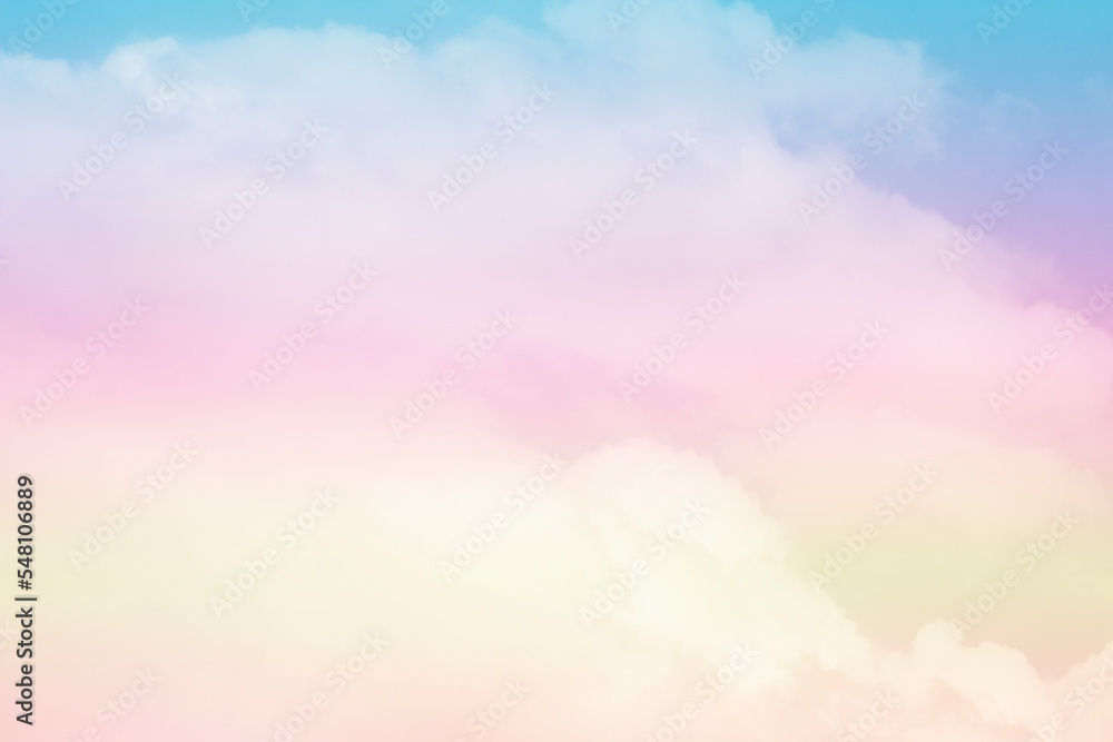 Beautiful sky and clouds in pastel tones.