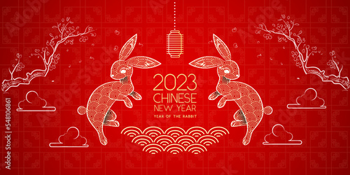 Happy chinese new year 2023 , year of the rabbit , Lunar new year concept, background design.