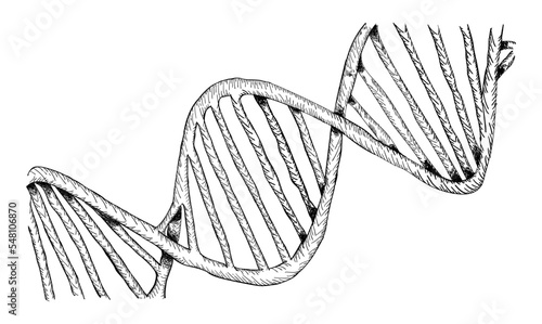 Global warming concept. Hand drawn illustration of DNA molecule structure. Genetic and chemistry research isolated vector illustration.