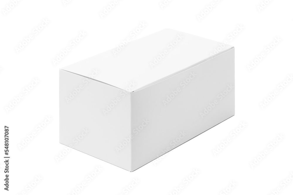 blank packaging white cardboard box isolated on white background Stock