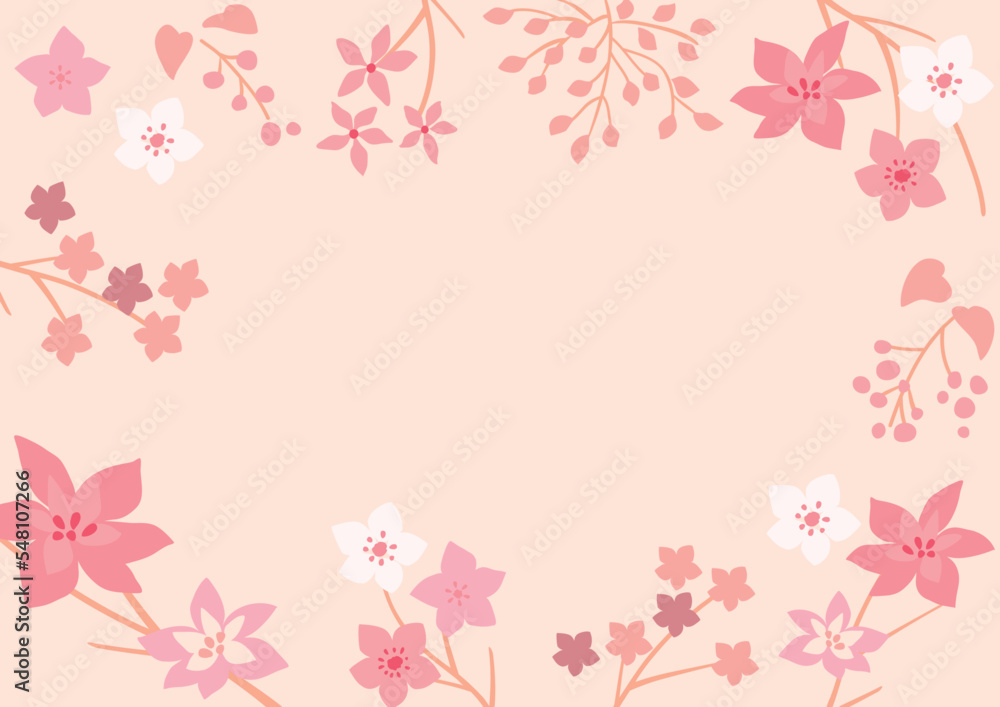 春らしいピンクの花のフレーム