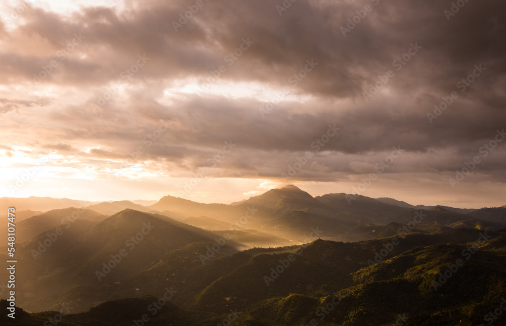 Badulla city from top of narangala mountain with sunrise Badulla city from top of narangala mountain with sunrise