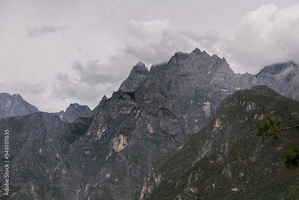 Tiger leaping gorge, the mountains trekking guide of of southwestern China , traveling concept in Yunnan province