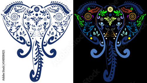 elephant mexican talavera puebla art illustration set pack in vector format