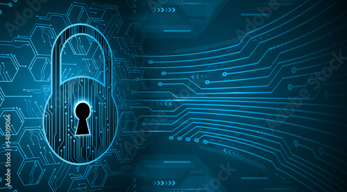 Closed Padlock on digital background, cyber security