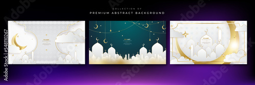 Islamic style ramadan kareem and eid decorative background design. Arabic ornamental background in realistic and paper style