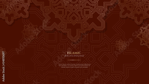 Beige pastel soft brown ramadan background with arabic ornamental mandala pattern and mosque. Vector illustration for presentation design, flyer, social media cover, web banner, greeting card