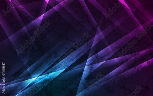 Blue and ultraviolet neon glowing grunge abstract background. Vector futuristic design