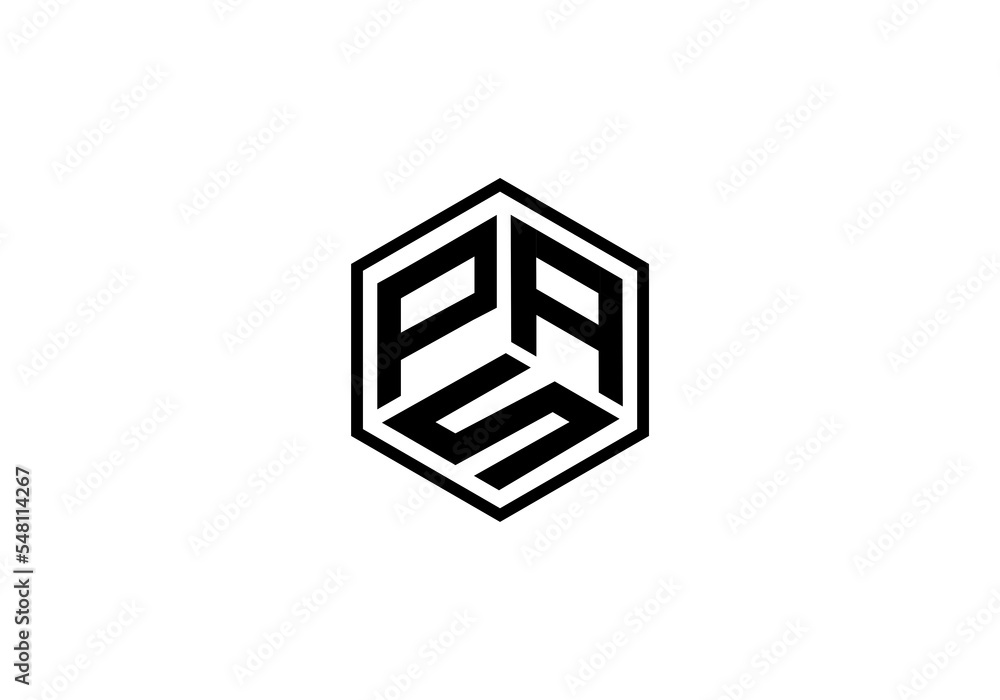 initial letter logo PAS hexagon initial company icon business logo background illustration initial letter logo PAS hexagon initial company icon business logo background illustration