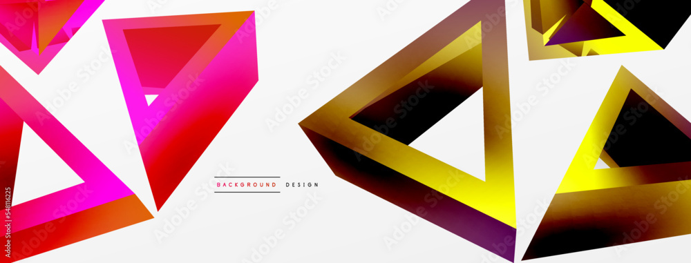 Triangle abstract background. 3d vector basic shape technology or business concept composition. Trendy techno business template for wallpaper, banner, background or landing Triangle abstract background. 3d vector basic shape technology or business concept composition. Trendy techno business template for wallpaper, banner, background or landing
